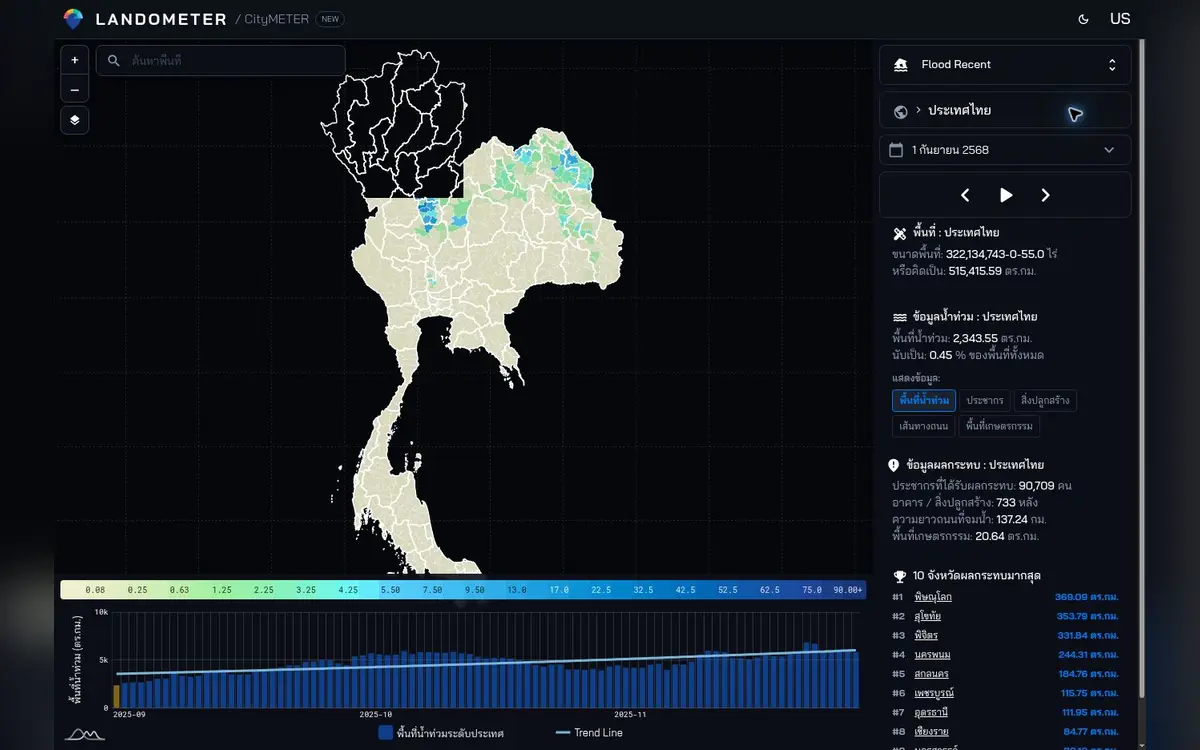 CityMETER: น้ำท่วมที่ตรวจพบล่าสุด