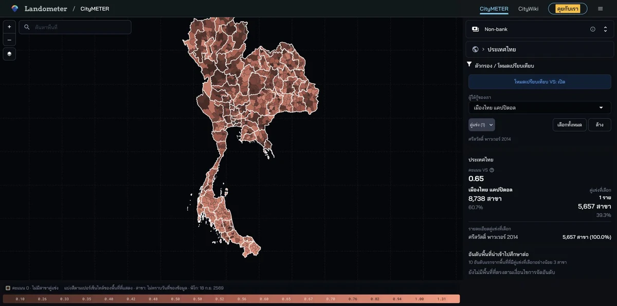 CityMETER: เครือข่ายสาขาและสำนักงาน Non-bank